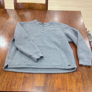 Stanley Men's Gray Pullover 1/4 Snap Sherpa lined Sweater